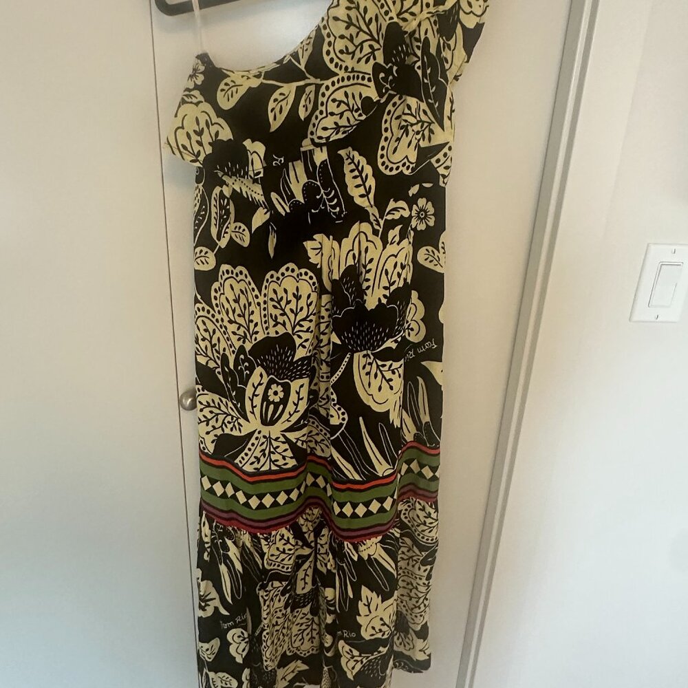 One Shoulder Farm Rio Midi Dress Small